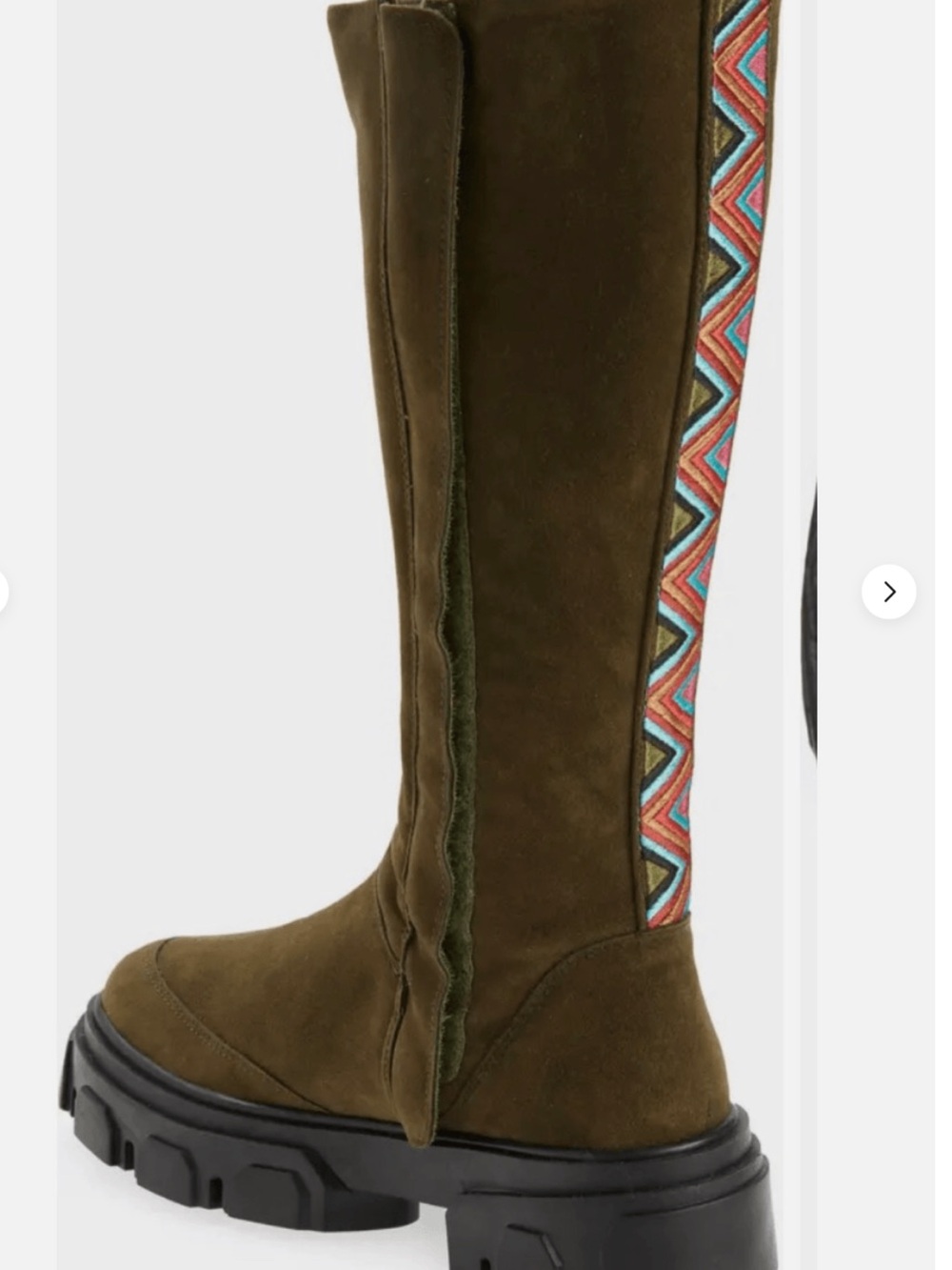 Farm Rio Knee High Olive Green Suede Lug Sole Boot 7